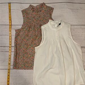 J. Crew Floral and White Sleeveless Blouses
